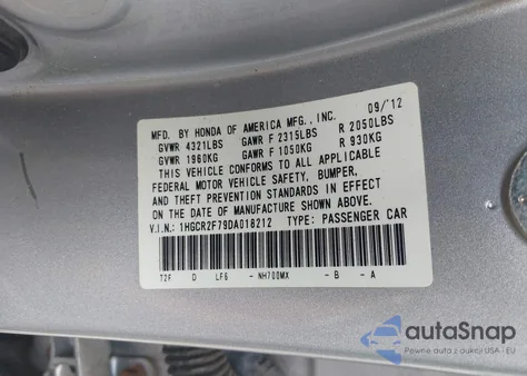 2013 Honda Accord Ex из США, поврежденный, VIN 1HGCR2F79DA018212